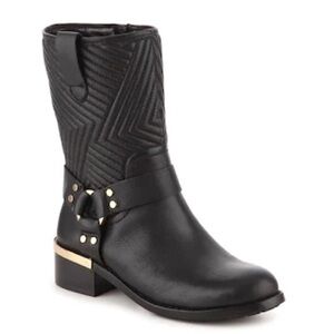 Vince Camuto Walden Quilted Moto Boot Mid-rise Bootie Black Size 6.5 NWOT